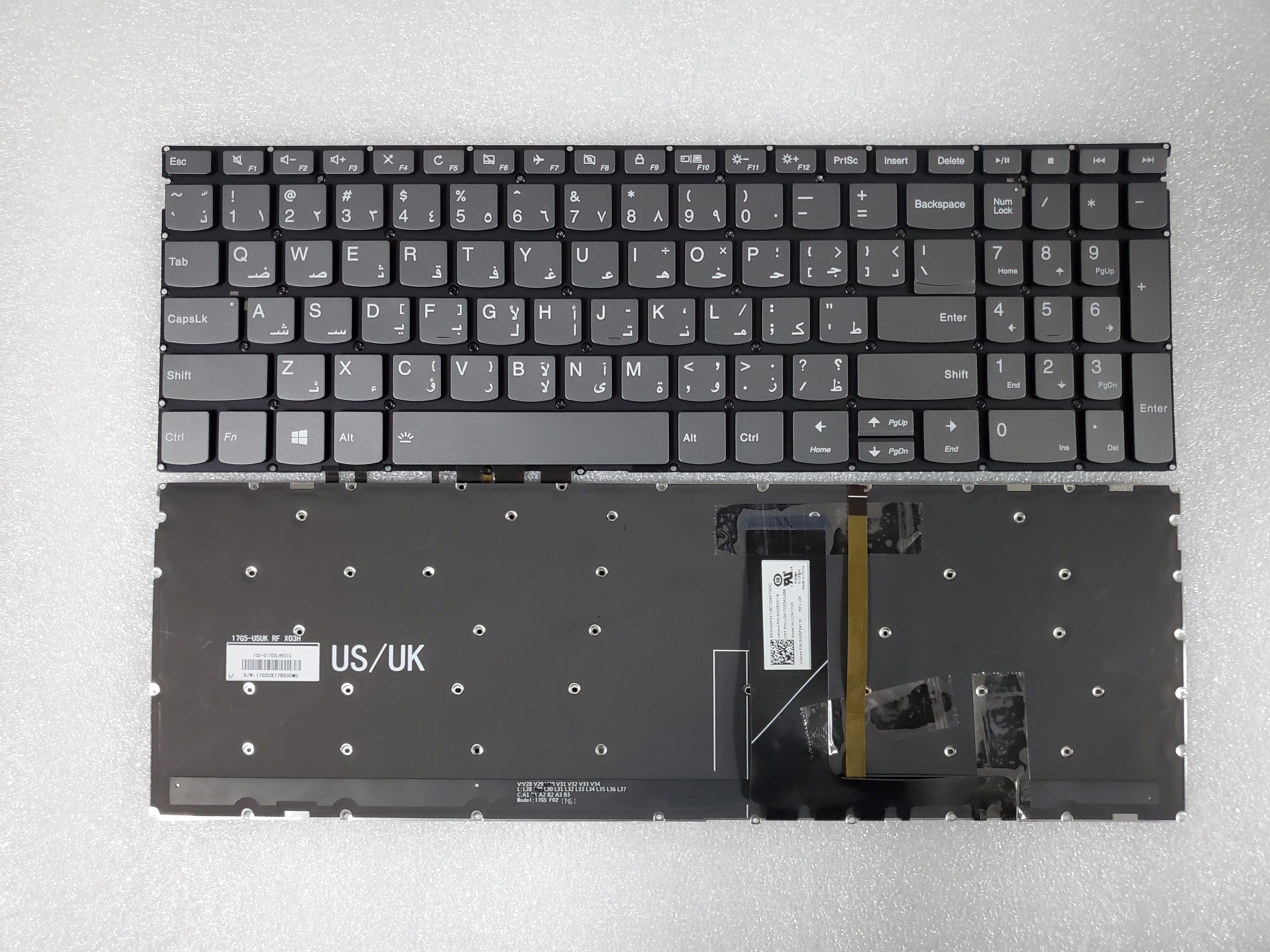 Picture of New Replacement Laptop Keyboard For LENOVO C740-15/S540-15/S340-15/E53-80 Grey Backlit (OEM) AR Layout